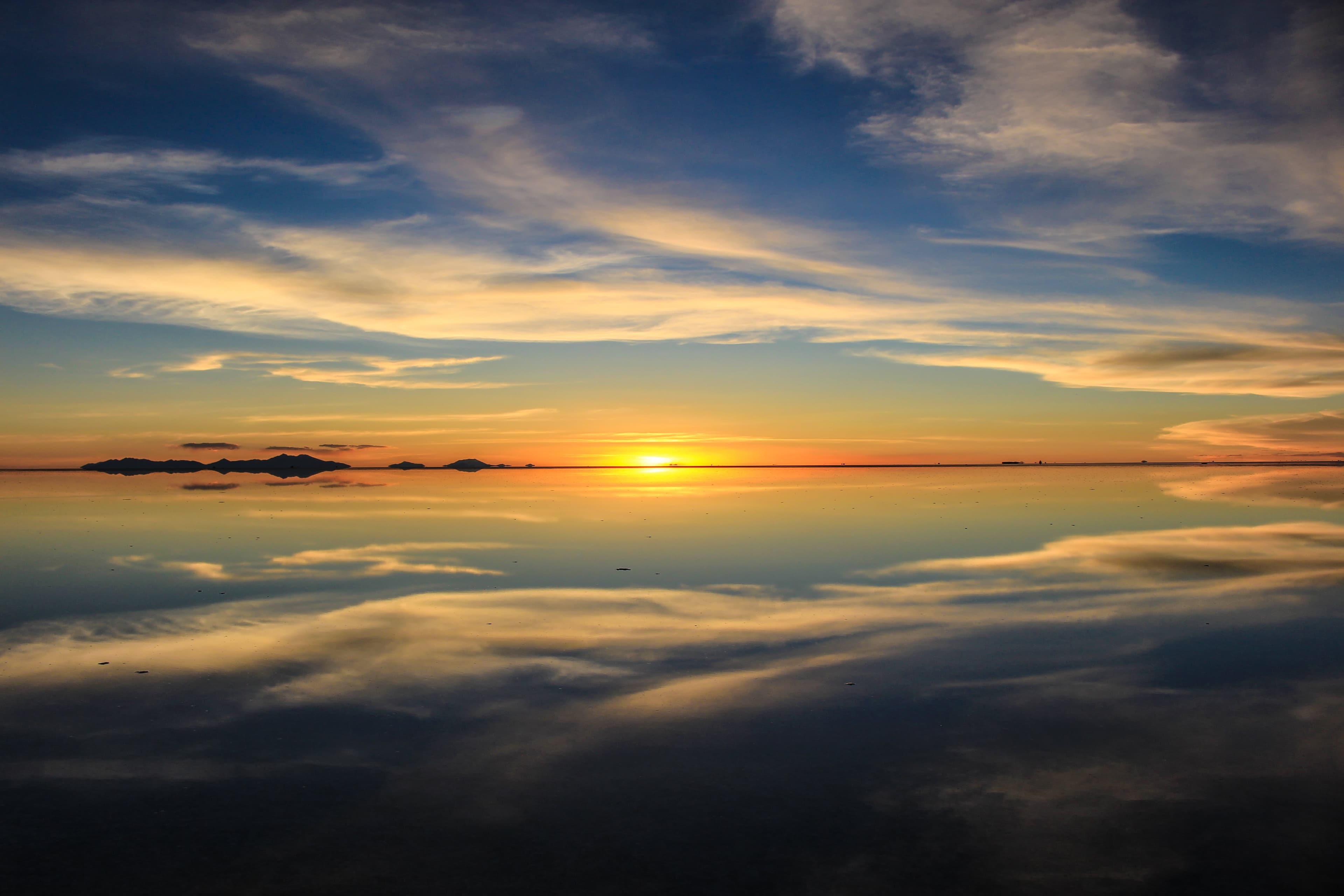 Sunset over the Bolivian salt flats